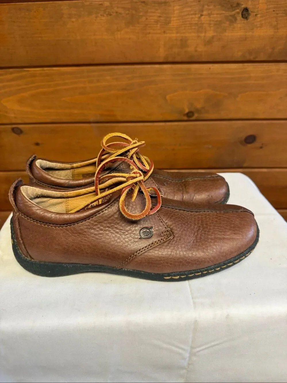 Børn Womans leather comfort oxford split-toe stitching/Pebbled Shoes Sz 9